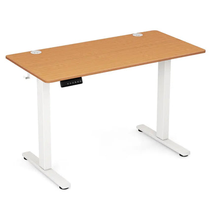 Electric Standing Desk with 3 Memory Height Settings and 2 Hanging Hooks & Cable Management-Natural - Natural