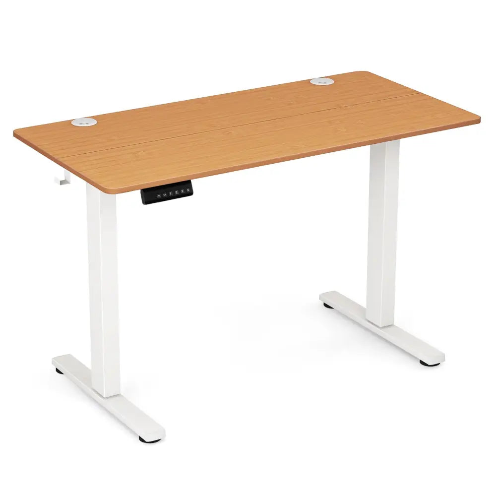Electric Standing Desk with 3 Memory Height Settings and 2 Hanging Hooks & Cable Management-Natural - Natural
