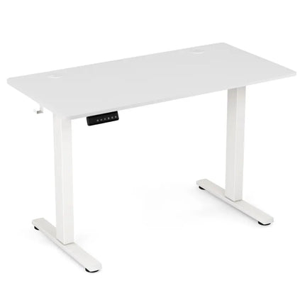 Electric Standing Desk with 3 Memory Height Settings and 2 Hanging Hooks & Cable Management-White - White - Standing