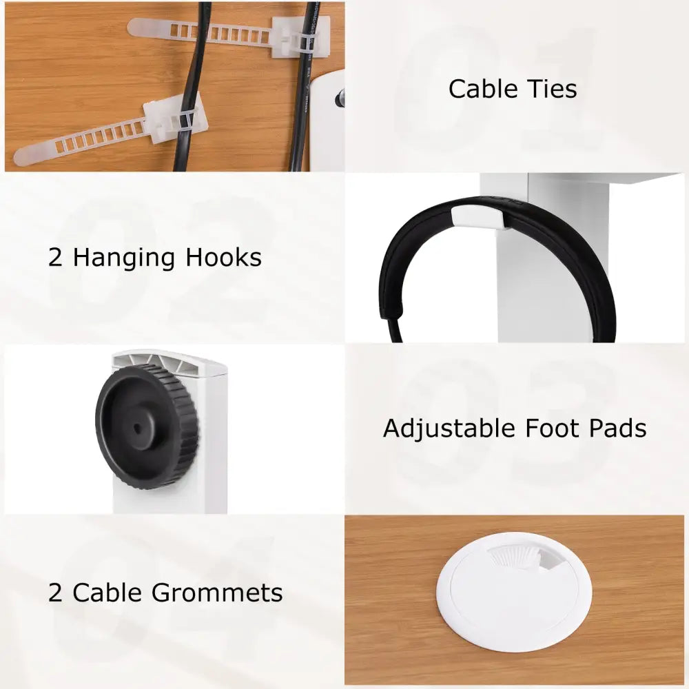 Electric Standing Desk with 3 Memory Height Settings and 2 Hanging Hooks & Cable Management-Natural - Natural