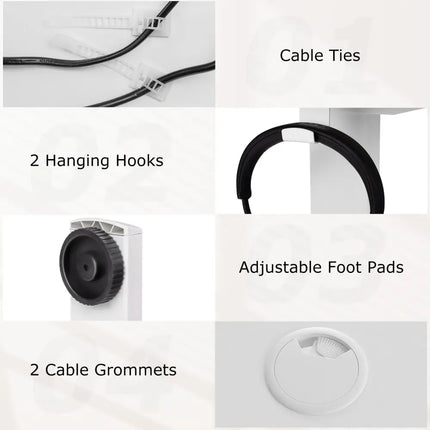 Electric Standing Desk with 3 Memory Height Settings and 2 Hanging Hooks & Cable Management-White - White - Standing
