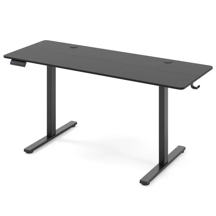 Electric Standing Desk with 3 Memory Heights and 2 Hanging Hooks and Cable Holes-Black - Black - Standing Desks