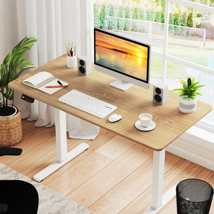 Electric Standing Desk with LED Display and 2 Memory Height Settings-Natural - Natural - Standing Desks