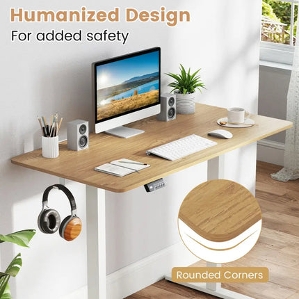 Electric Standing Desk with LED Display and 2 Memory Height Settings-Natural - Natural - Standing Desks