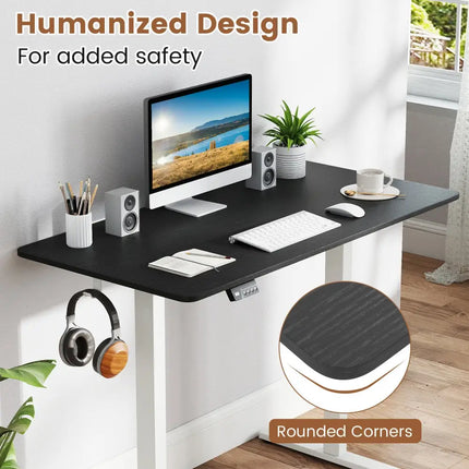 Electric Standing Desk with LED Display and 2 Memory Height Settings-Black - Black - Standing Desks