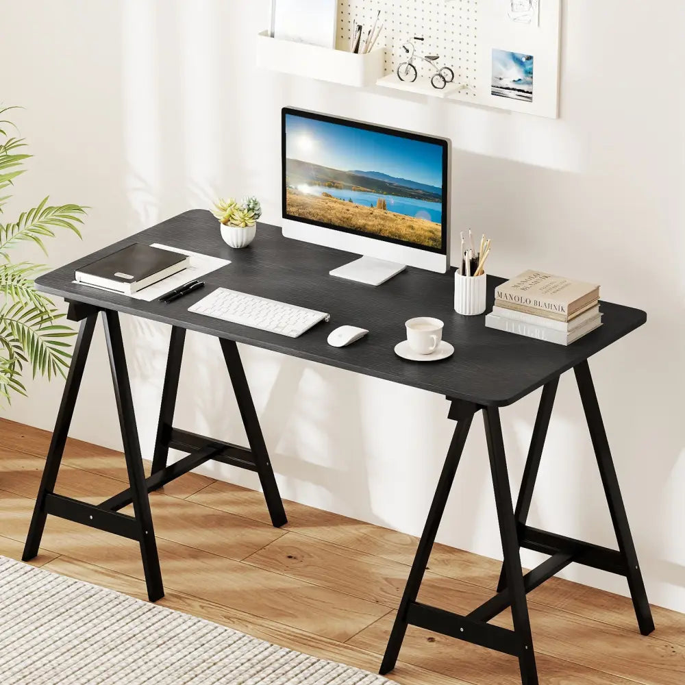 Electric Standing Desk with LED Display and 2 Memory Height Settings-Black - Black - Standing Desks