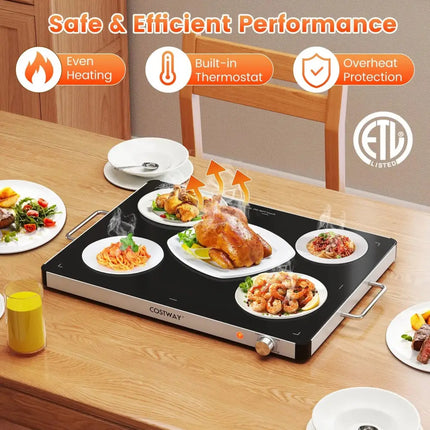 Electric Warming Food Warmer with Adjustable Temperature Control and Overheat Protection Costway
