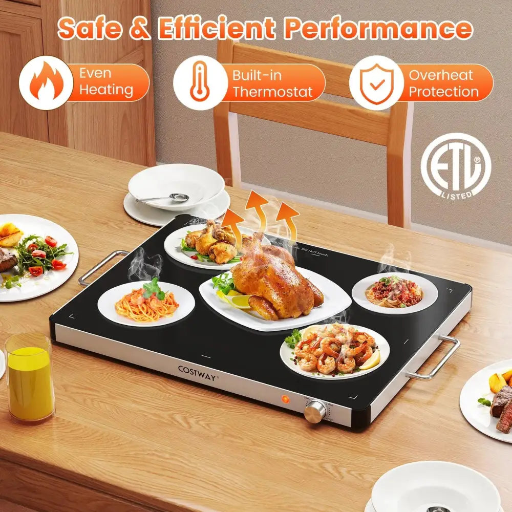 Electric Warming Food Warmer with Adjustable Temperature Control and Overheat Protection Costway
