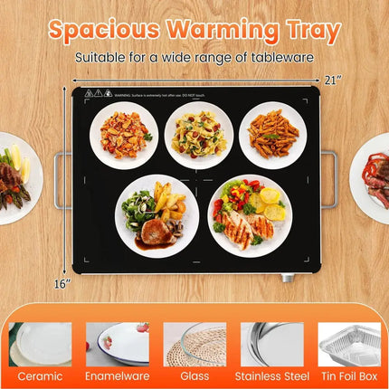 Electric Warming Food Warmer with Adjustable Temperature Control and Overheat Protection Costway