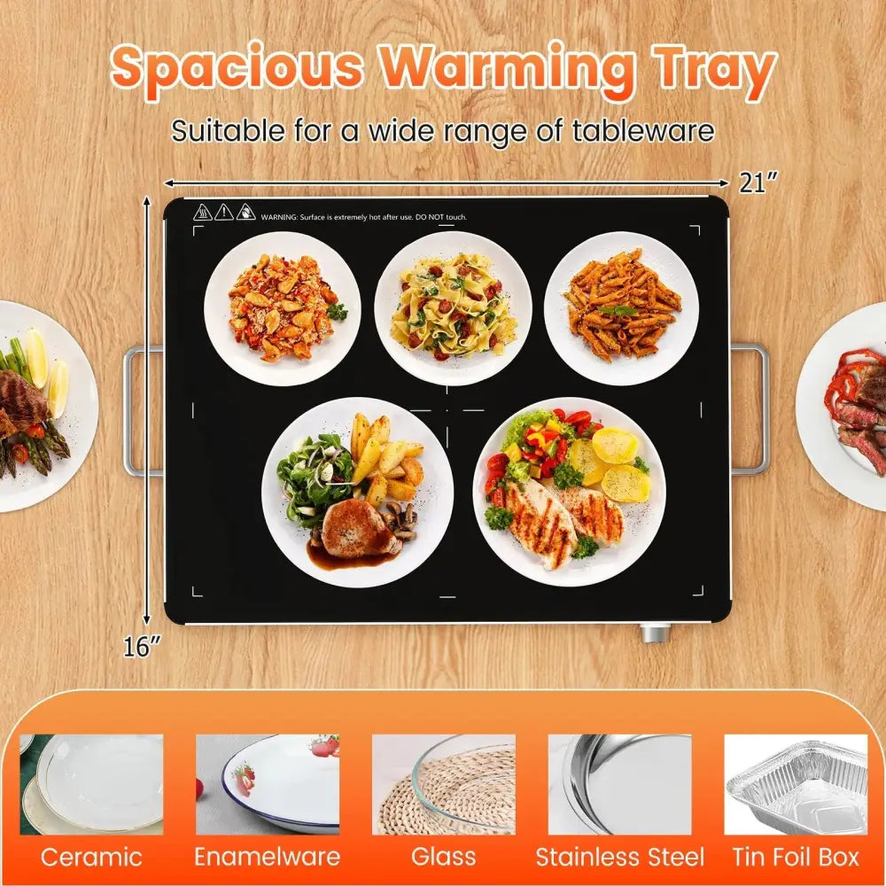 Electric Warming Food Warmer with Adjustable Temperature Control and Overheat Protection Costway
