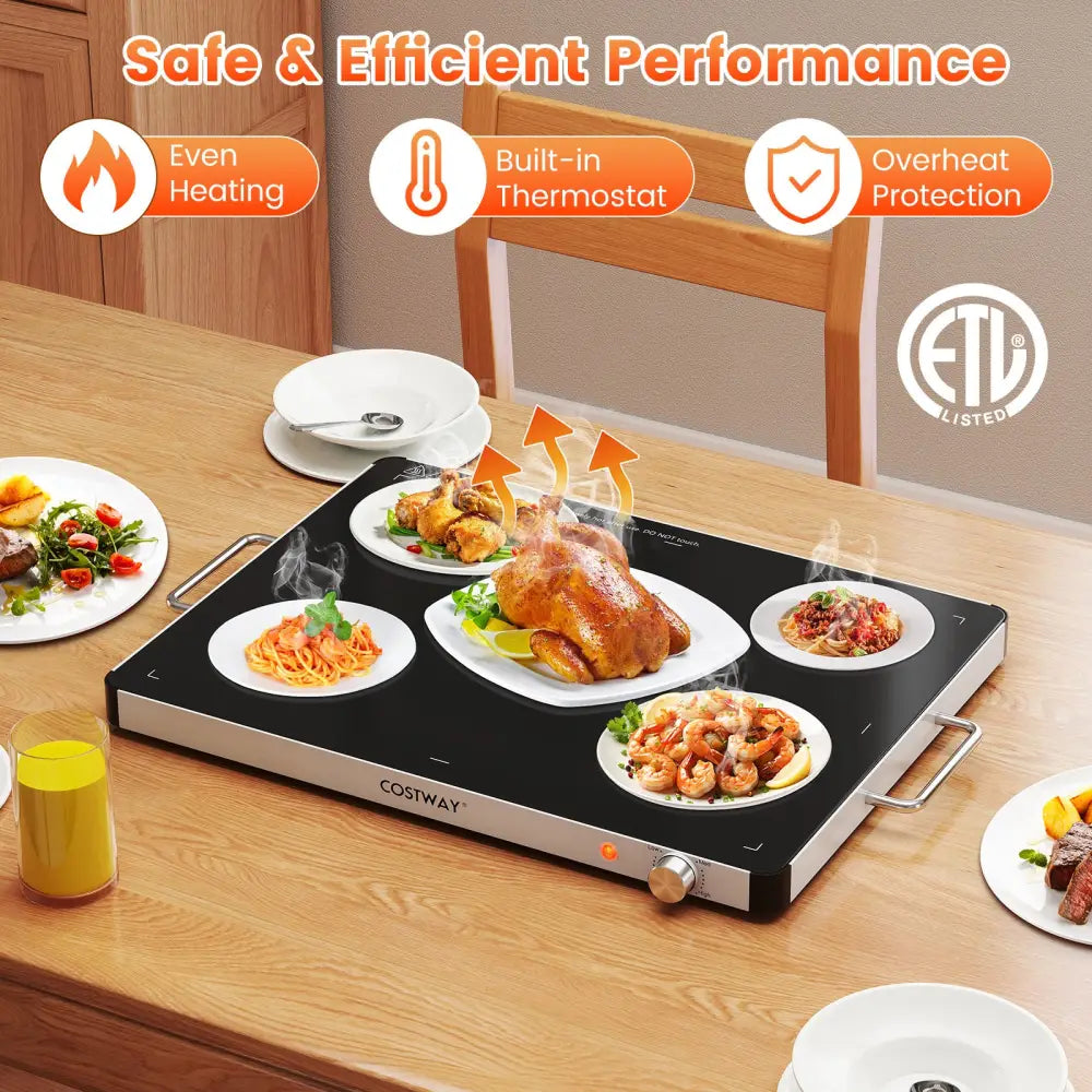 Electric Warming Food Warmer with Adjustable Temperature Control and Overheat Protection - Food Warmers & Burners
