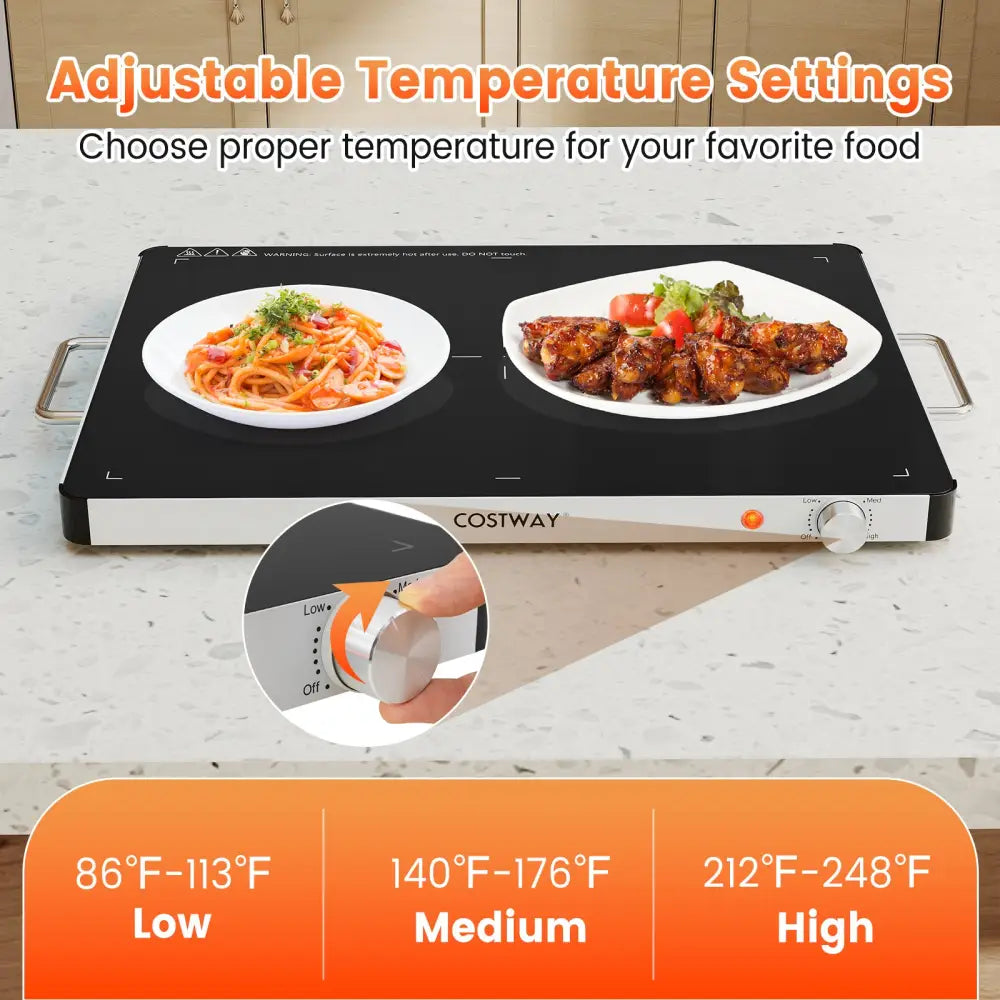 Electric Warming Food Warmer with Adjustable Temperature Control and Overheat Protection - Food Warmers & Burners