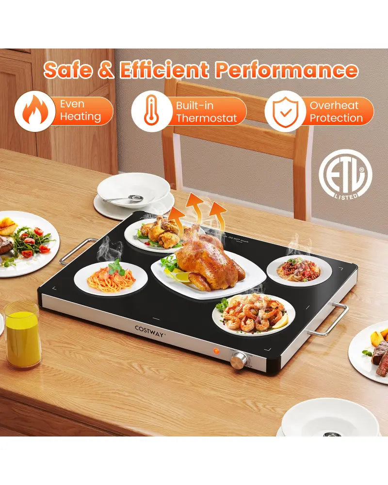 Electric Warming Food Warmer with Adjustable Temperature Control and Overheat Protection - Food Warmers & Burners
