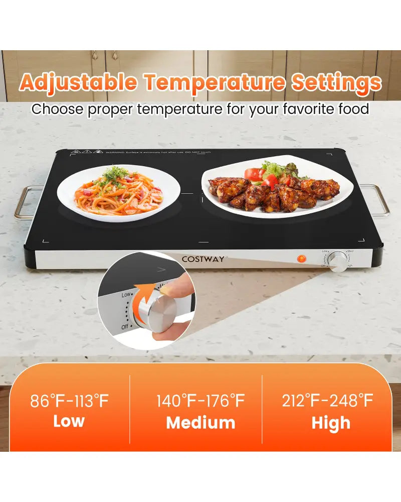 Electric Warming Food Warmer with Adjustable Temperature Control and Overheat Protection - Food Warmers & Burners