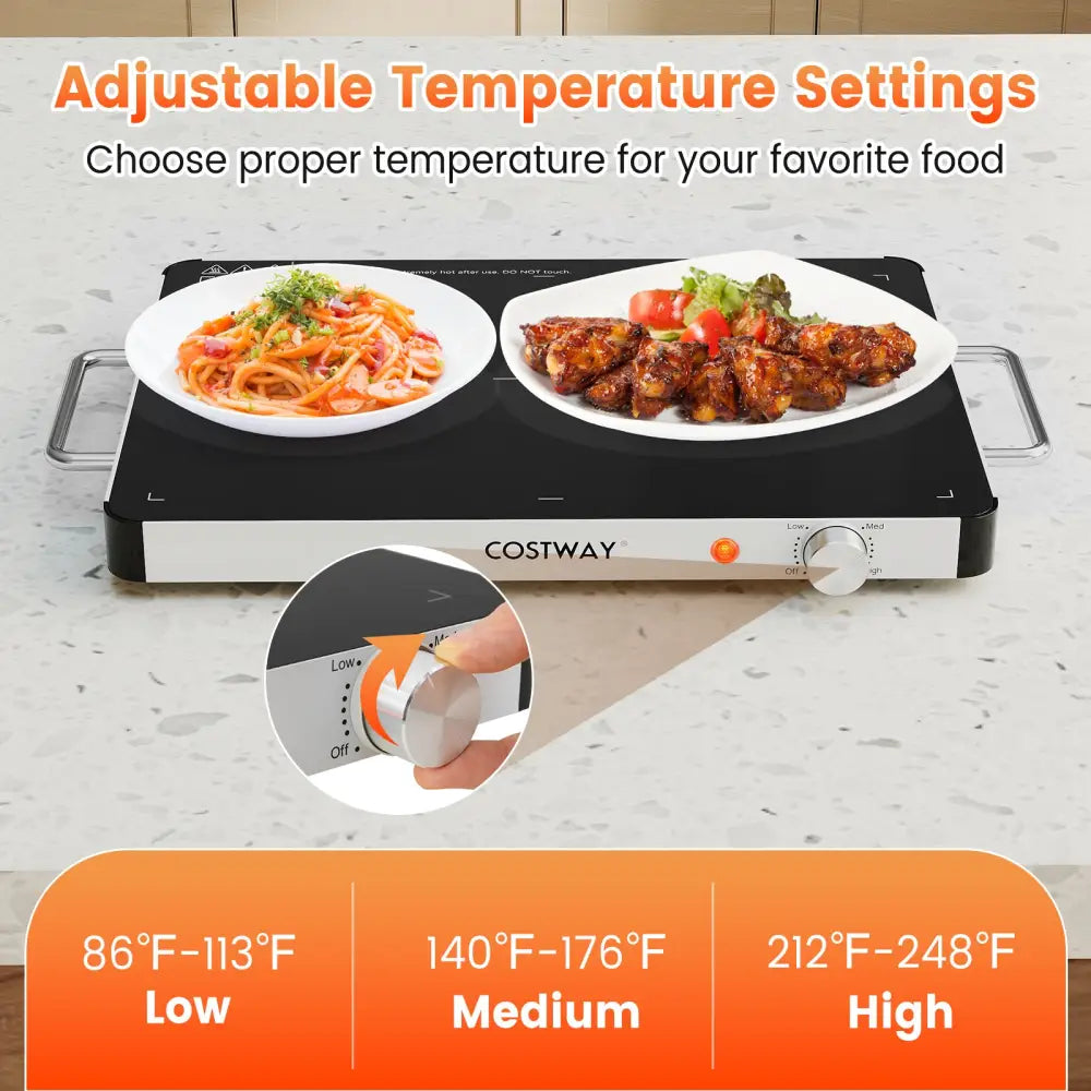 Electric Warming Tray Food Warmer with Adjustable Temperature Control - Kitchen Appliances