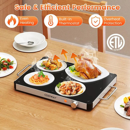Electric Warming Tray Food Warmer with Adjustable Temperature Control Costway