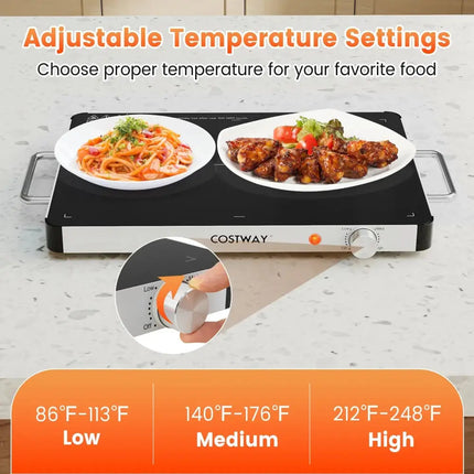 Electric Warming Tray Food Warmer with Adjustable Temperature Control Costway