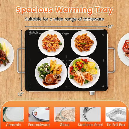 Electric Warming Tray Food Warmer with Adjustable Temperature Control Costway