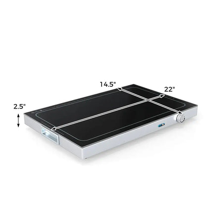 Electric Warming Tray with Adjustable Temperature and Built-In Handles Tempered Glass Costway