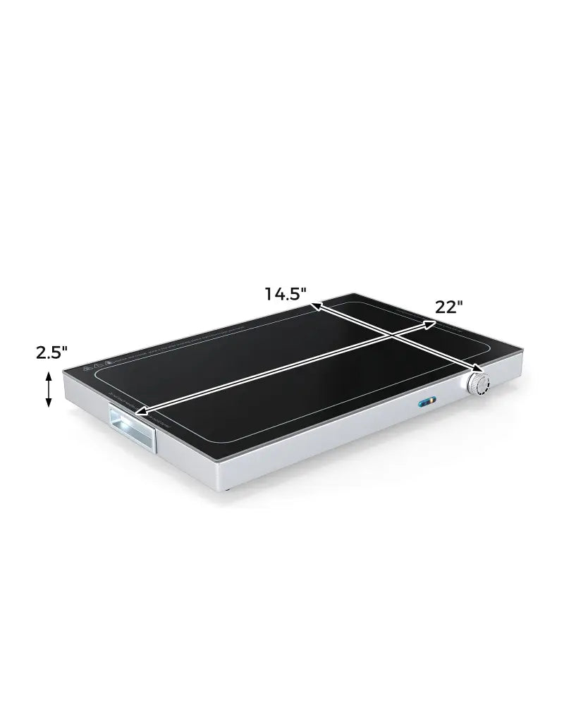 Electric Warming Tray with Adjustable Temperature and Built-In Handles Tempered Glass - Food Warmers & Burners