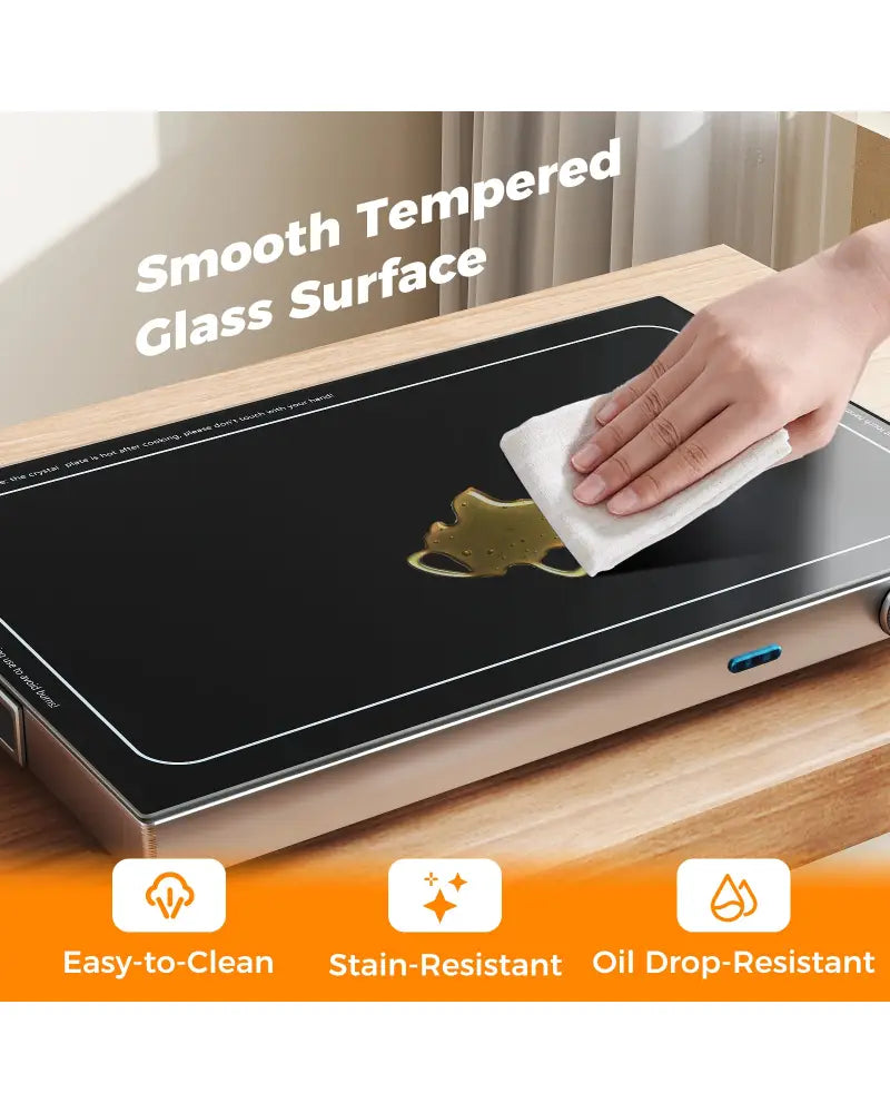 Electric Warming Tray with Adjustable Temperature and Built-In Handles Tempered Glass - Food Warmers & Burners