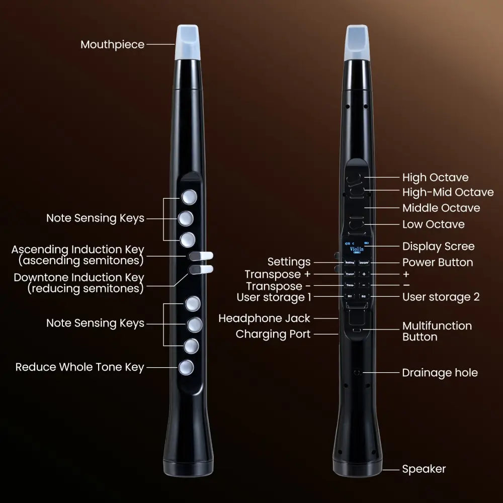 Electronic Wind Instrument Synthesizer Rechargeable Digital Saxophone-Black - Black - Musical Instruments