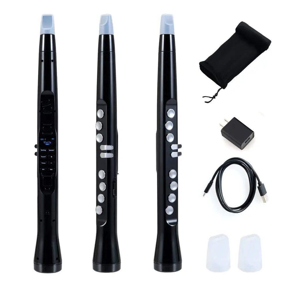 Electronic Wind Instrument Synthesizer Rechargeable Digital Saxophone-Black - Black - Musical Instruments
