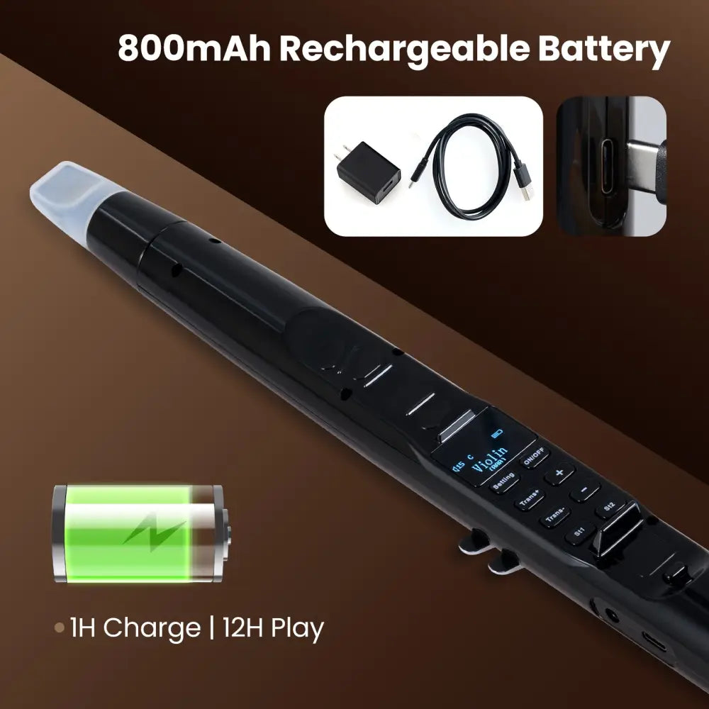 Electronic Wind Instrument Synthesizer Rechargeable Digital Saxophone-Black - Black - Musical Instruments