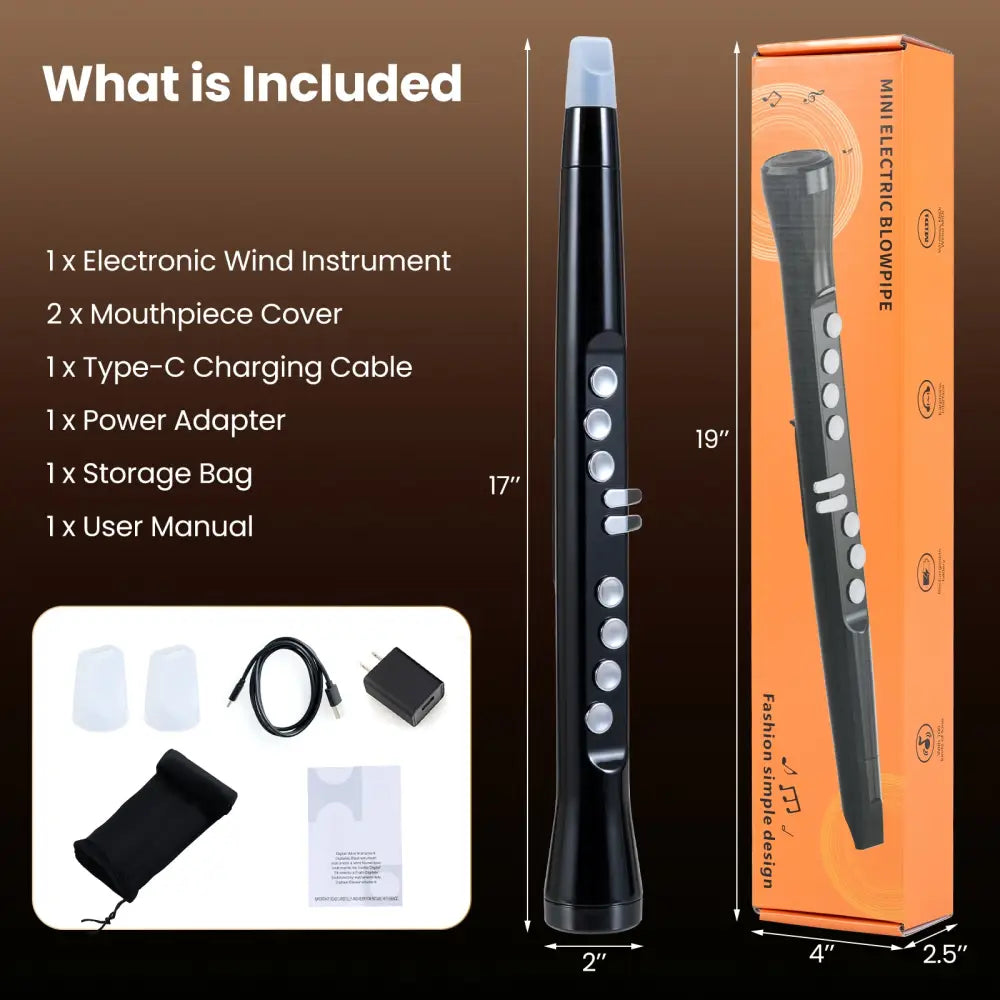 Electronic Wind Instrument Synthesizer Rechargeable Digital Saxophone-Black - Black - Musical Instruments