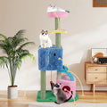 Elephant Themed Cat Tree for Adult Cats Multi-level Kitty Tower with 2 Condos-Blue - Blue - Cat Trees Condos &