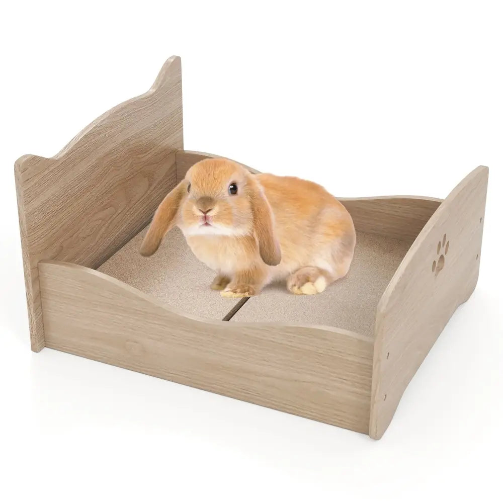Elevated Pet Bed Frame with Rails and Cute Headboards-Walnut - Walnut - Cat Houses