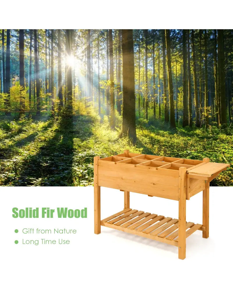 Elevated Planter Box Kit with 8 Grids and Folding Tabletop - Natural - Raised Garden Beds