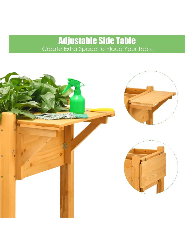 Elevated Planter Box Kit with 8 Grids and Folding Tabletop - Natural - Raised Garden Beds
