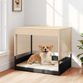 Elevated Wicker Dog House for Small to Medium Breeds-Black - Black - Dog Supplies