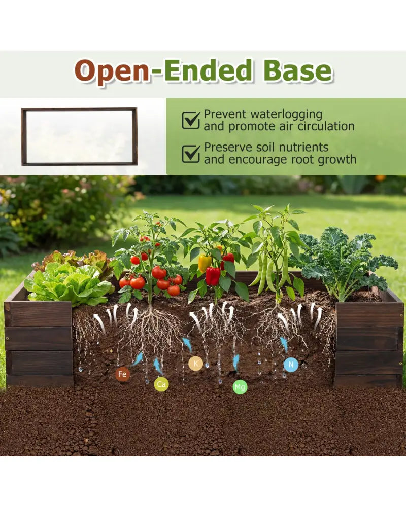 Elevated Wooden Garden Planter Box Bed Kit - Natural - Raised Garden Beds