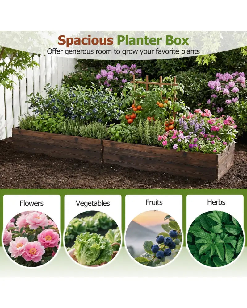 Elevated Wooden Garden Planter Box Bed Kit - Natural - Raised Garden Beds