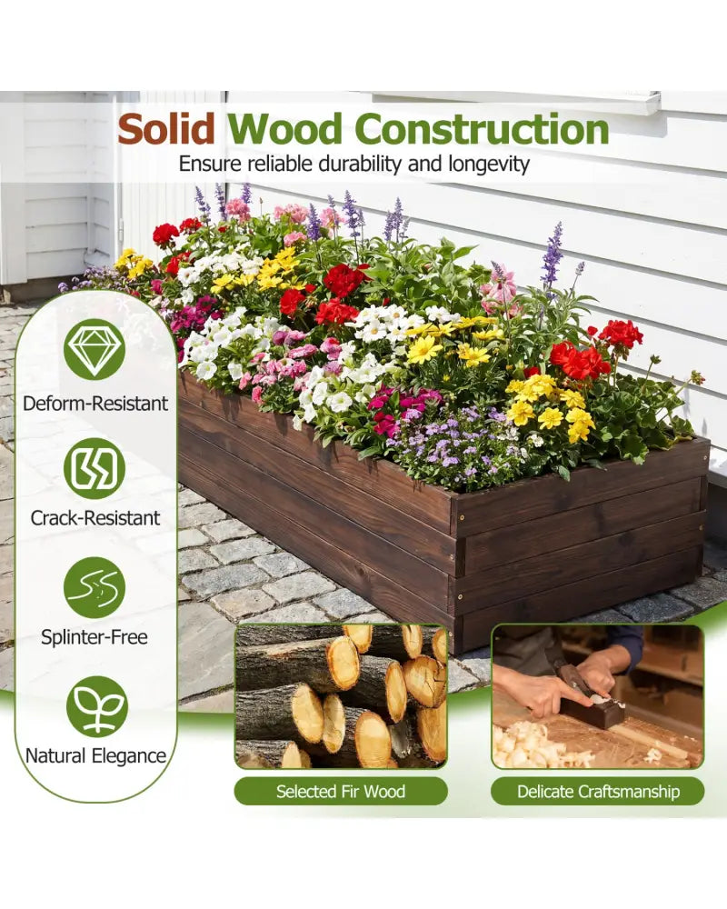 Elevated Wooden Garden Planter Box Bed Kit - Natural - Raised Garden Beds