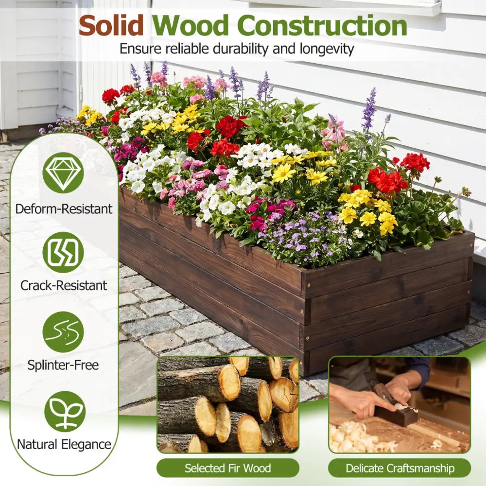 Elevated Wooden Garden Planter Box Bed Kit - Natural - Raised Garden Beds