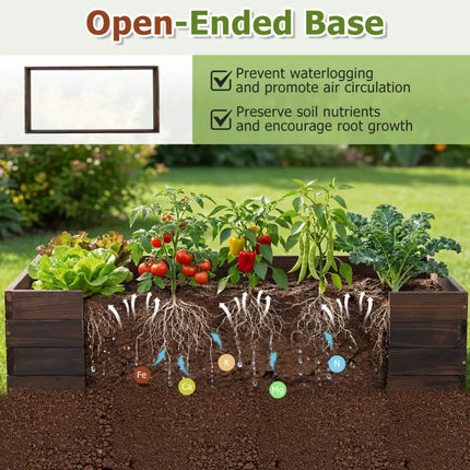 Elevated Wooden Garden Planter Box Bed Kit - Natural - Raised Garden Beds