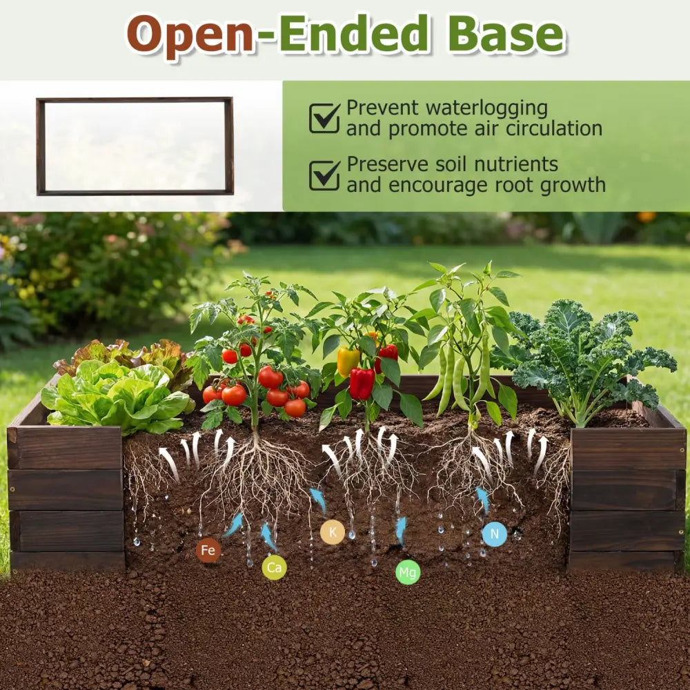 Elevated Wooden Garden Planter Box Bed Kit - Natural - Raised Garden Beds