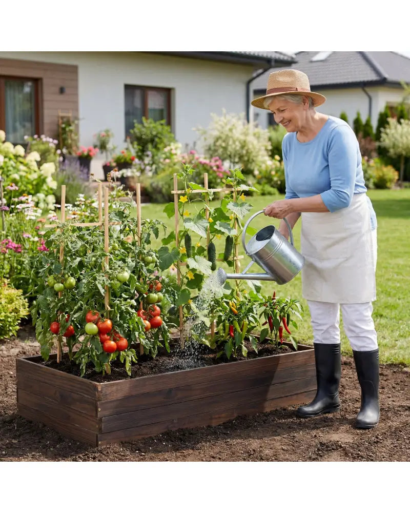 Elevated Wooden Garden Planter Box Bed Kit - Natural - Raised Garden Beds