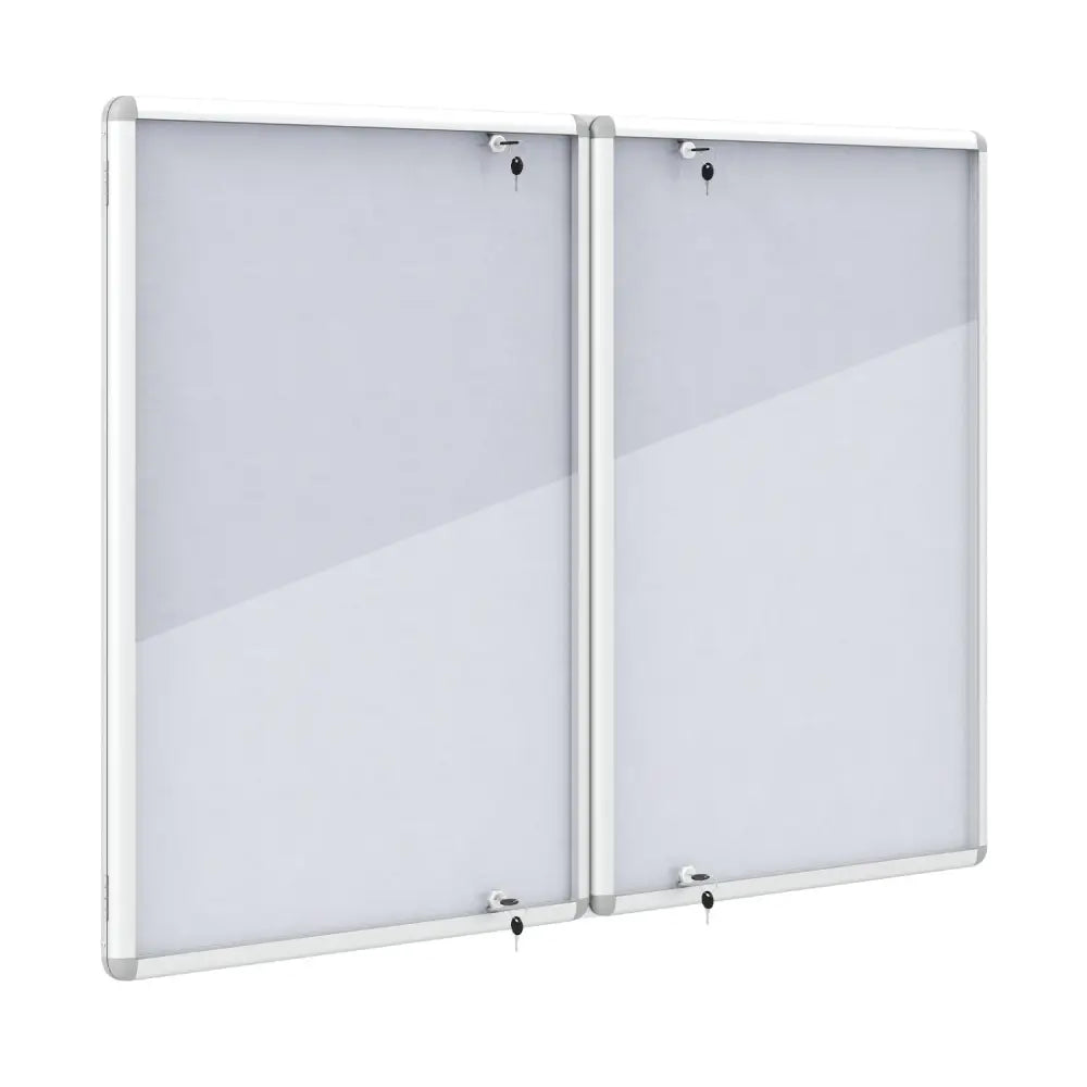 Enclosed Bulletin Board Lockable Cork Notice Board with Aluminum Frame-Sliver - Silver - Home Office