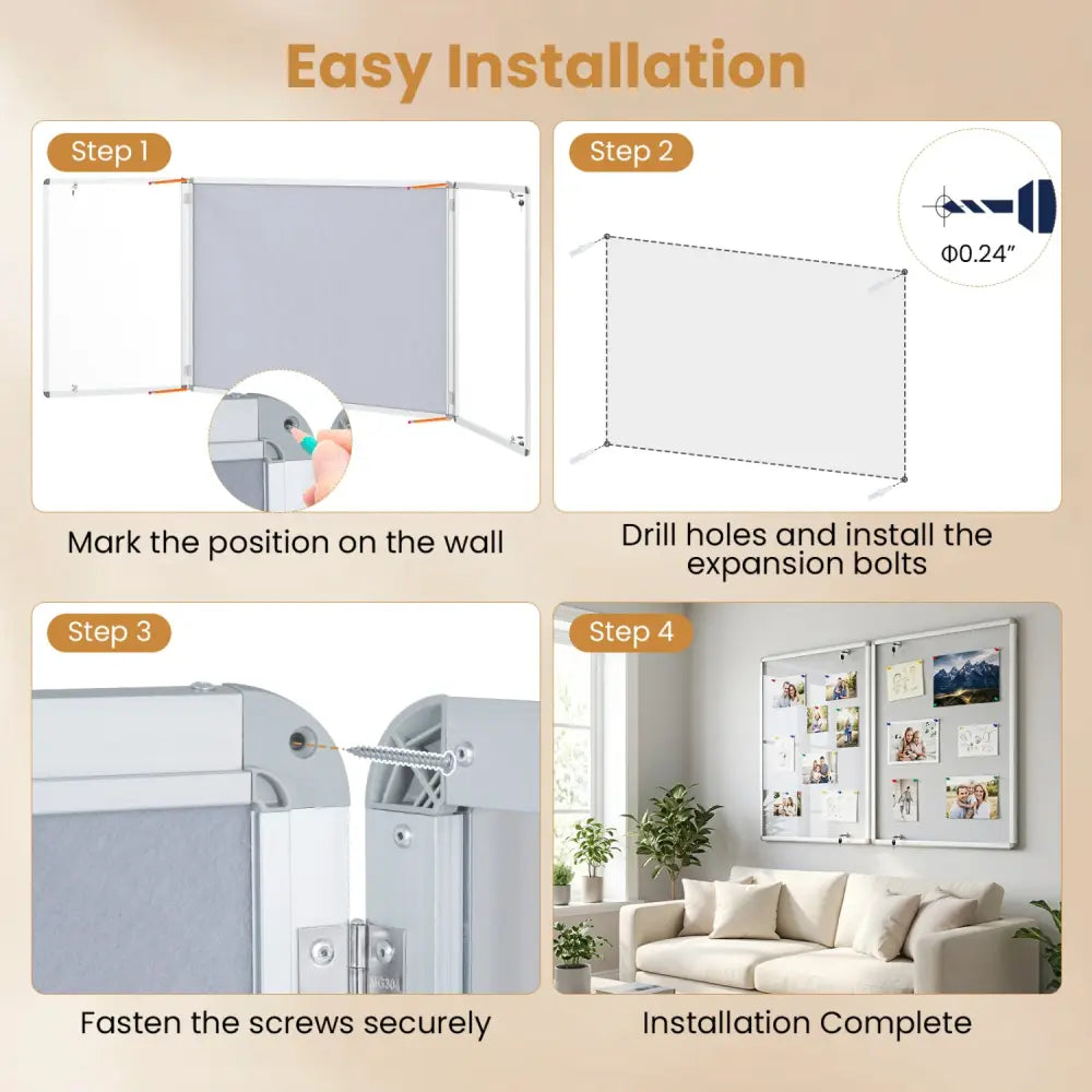 Enclosed Bulletin Board Lockable Cork Notice Board with Aluminum Frame-Sliver - Silver - Home Office