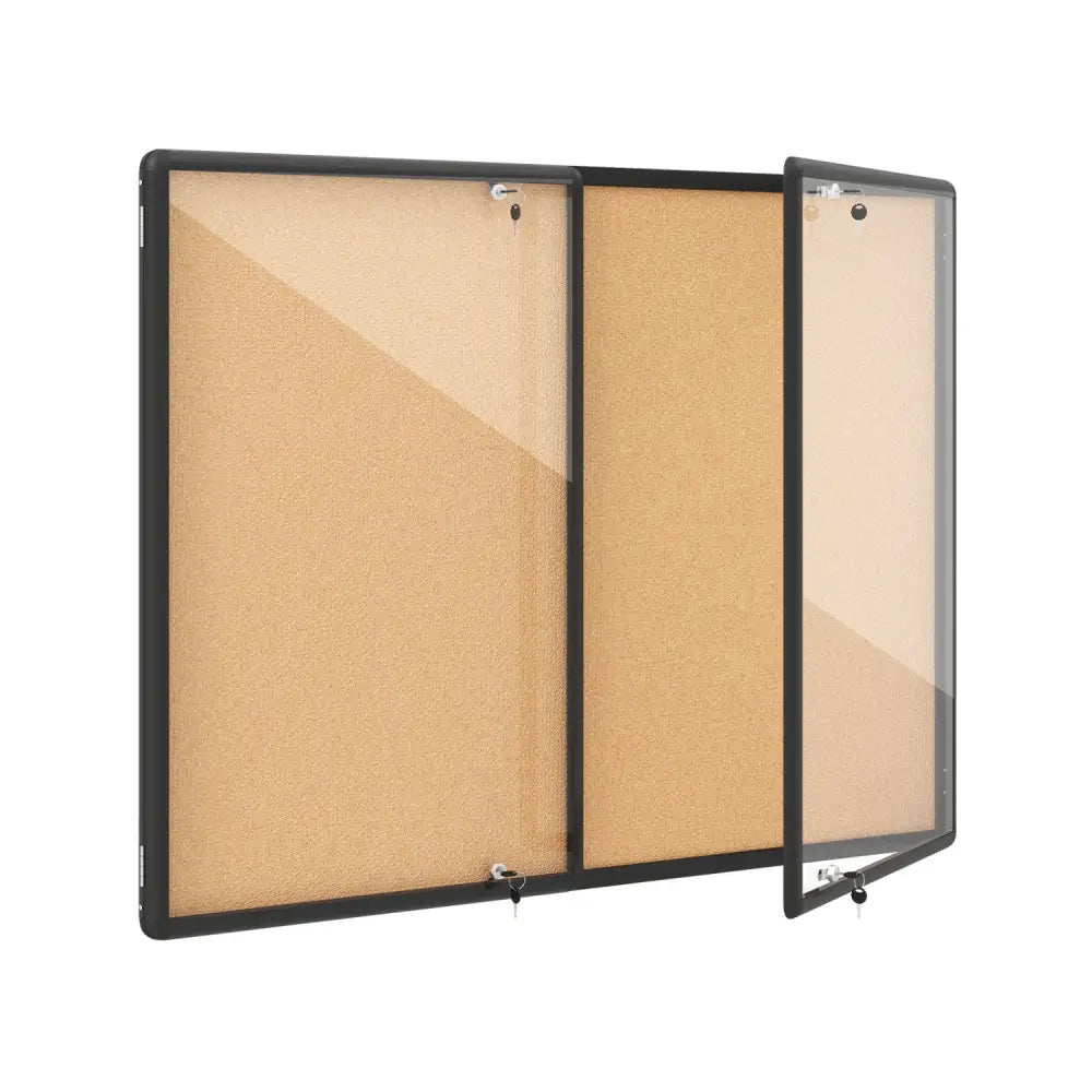 Enclosed Bulletin Board with Aluminum Frame and Felt Surface for Office-Black - Black - Home Office