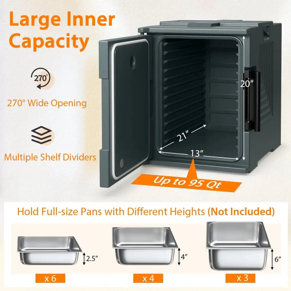 End Loading Insulated Food Pan Carrier Hot and Cold Costway