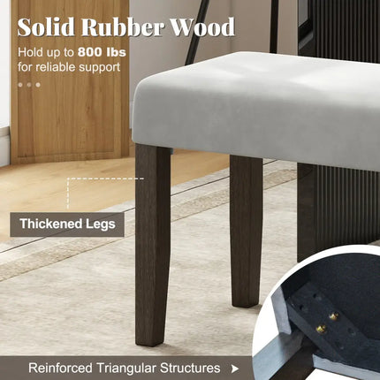 End of Bed Bench with Padded Seat and Solid Wood Legs-Gray - Gray - Shoe Racks & Storage Benches