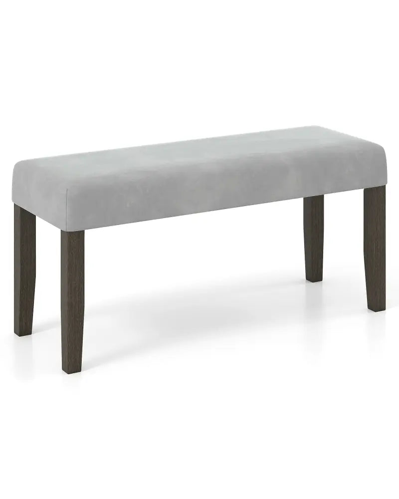 End of Bed Bench with Padded Seat and Solid Wood Legs-Gray - Gray - Shoe Racks & Storage Benches