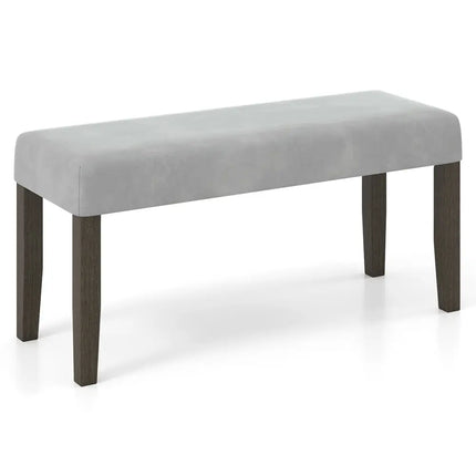 End of Bed Bench with Padded Seat and Solid Wood Legs-Gray - Gray - Shoe Racks & Storage Benches