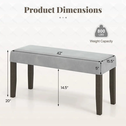 End of Bed Bench with Padded Seat and Solid Wood Legs-Gray - Gray - Shoe Racks & Storage Benches