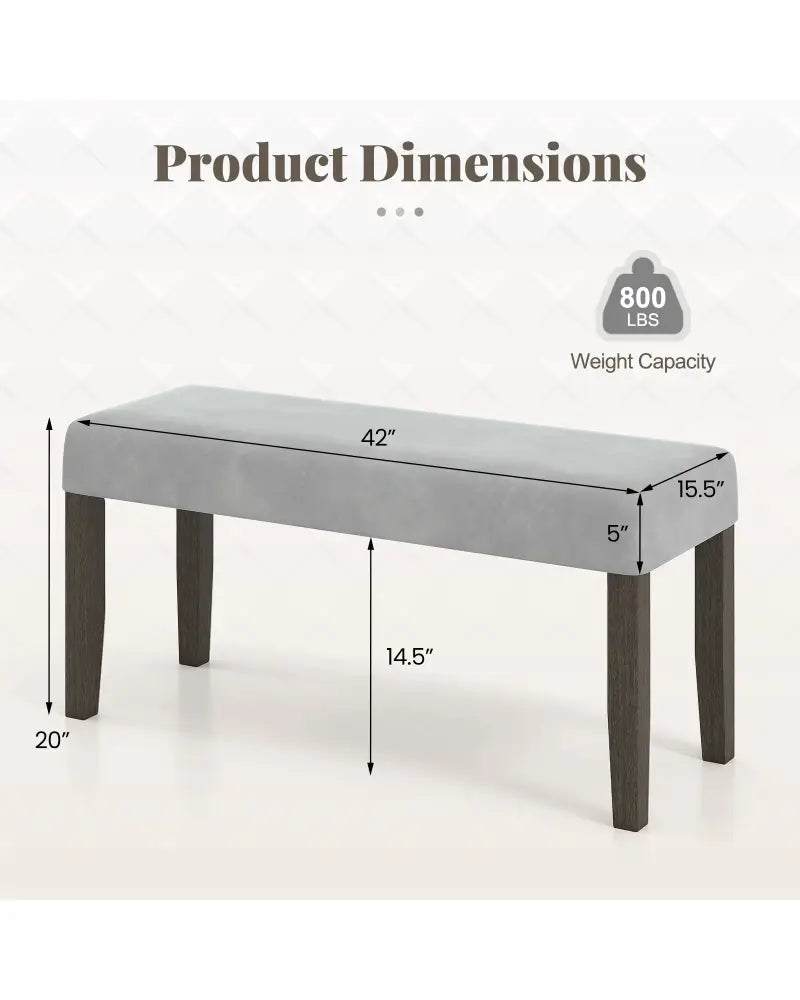 End of Bed Bench with Padded Seat and Solid Wood Legs-Gray - Gray - Shoe Racks & Storage Benches